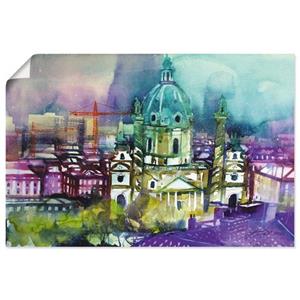 Artland Artprint Wenen, daken met Karlskirche als artprint van aluminium, artprint op linnen, muursticker of poster in verschillende maten