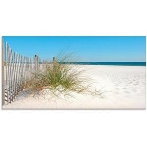 Artland Glasbild "Schöne Sanddüne mit Gräsern und Zaun", Strand, (1 St.)