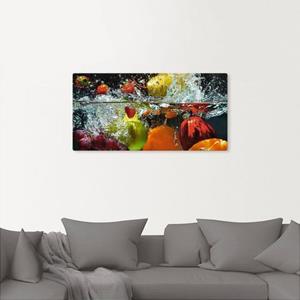 Artland Artprint Fruit in opspattend water als artprint van aluminium, artprint op linnen, muursticker of poster in verschillende maten