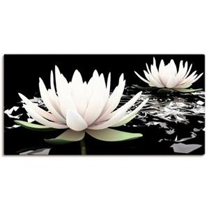 Artland Artprint Twee lotusbloemen op het water als artprint van aluminium, artprint op linnen, muursticker of poster in verschillende maten