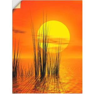 Artland Artprint Zonsondergang met riet als artprint op linnen, muursticker of poster in verschillende maten