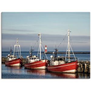 Artland Artprint Vissersboten en pier in Warnemünde als artprint op linnen, muursticker of poster in verschillende maten