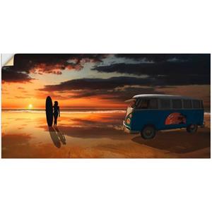 Artland Artprint Surfen in Californië met Bulli T1 als artprint van aluminium, artprint op linnen, muursticker of poster in verschillende maten