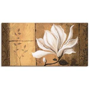 Artland Artprint Magnolia aan goud/bruin als artprint van aluminium, artprint op linnen, muursticker of poster in verschillende maten