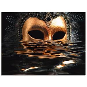 Artland Artprint Venetiaans masker met bladgoud als artprint van aluminium, artprint op linnen, muursticker of poster in verschillende maten