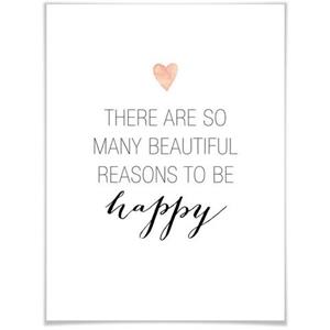 Wall-Art Poster Be happy Poster, artprint, wandposter (1 stuk)