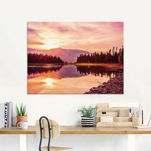 Artland Print op glas Grand Teton bergen bij zonsondergang in verschillende maten