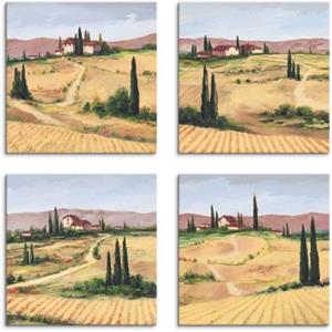 Artland Artprint op linnen De Toscaanse landschappen set van 4, verschillende maten (4 stuks)