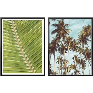 Wall-Art Poster Palmbladeren met lijst, poster, artprint, wandposter (set, 2 stuks)