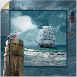 Artland Artprint Maritieme collage met zeilschip als artprint op linnen, muursticker of poster in verschillende maten