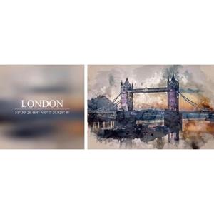 Queence Artprint op linnen Londen set van 2 (set)