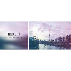 Queence Artprint op linnen Berlin set van 2 (set)