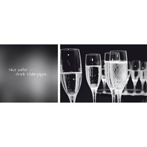 Queence Artprint op linnen Champagne set van 2 (set)