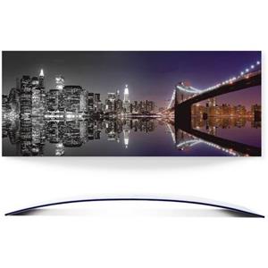 Artland Artprint New York skyline nachtelijke reflectie gebogen 3d-optiek