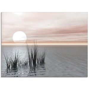 Artland Print op glas Zonsondergang met riet in verschillende maten