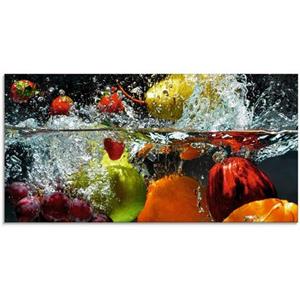 Artland Print op glas Fruit in opspattend water in verschillende maten