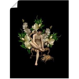 Artland Artprint Venus met kat en magnolia's als artprint van aluminium, artprint op linnen, muursticker of poster in verschillende maten