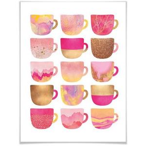 Wall-Art Poster Koffiekopjes pink (1 stuk)
