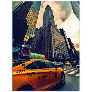 Artland Print op glas Taxi in New York in verschillende maten