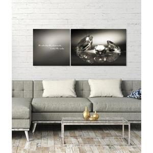 Queence Artprint op linnen Diamonds set van 2 (set)