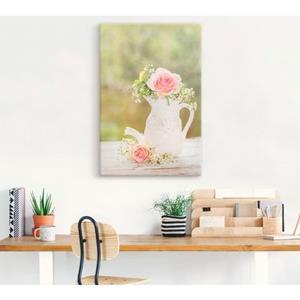 Artland Artprint Vintage rozen in vaas als artprint van aluminium, artprint op linnen, muursticker of poster in verschillende maten