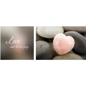 Queence Artprint op linnen Love set van 2 (set)