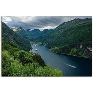 Artland Artprint Blik op het Geirangerfjord Noorwegen als artprint van aluminium, artprint op linnen, muursticker of poster in verschillende maten