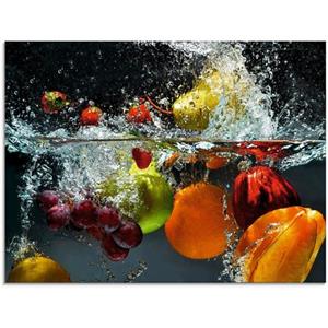 Artland Print op glas Fruit in opspattend water in verschillende maten