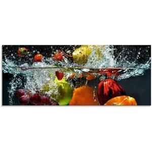 Artland Print op glas Fruit in opspattend water in verschillende maten