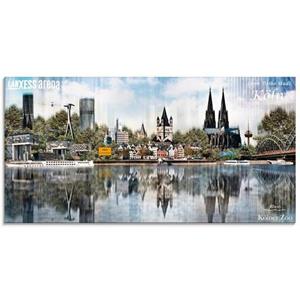 Artland Print op glas Keulen Skyline abstracte collage 20 in verschillende maten