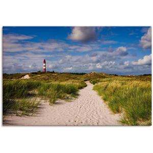 Artland Artprint Strandweg naar de vuurtoren - eiland Amrum als artprint van aluminium, artprint op linnen, muursticker of poster in verschillende maten