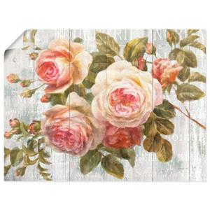 Artland Artprint Vintage rozen op hout als artprint op linnen, muursticker of poster in verschillende maten