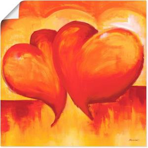 Artland Wandbild "Abstrakte Herzen - Orange", Herzen, (1 St.), als Alubild, Leinwandbild, Wandaufkleber oder Poster in versch. Größen