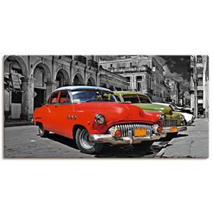 Artland Artprint Aanzicht van kleurrijke havanna auto’s als artprint van aluminium, artprint op linnen, muursticker of poster in verschillende maten