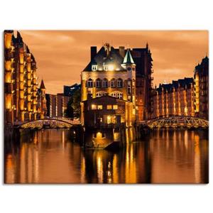 Artland Artprint Speicherstadt in Hamburg als artprint van aluminium, artprint op linnen, muursticker of poster in verschillende maten