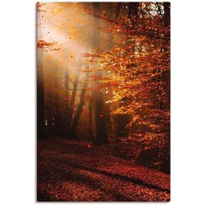 Artland Artprint Zonsopkomst in de herfst als artprint van aluminium, artprint op linnen, muursticker of poster in verschillende maten