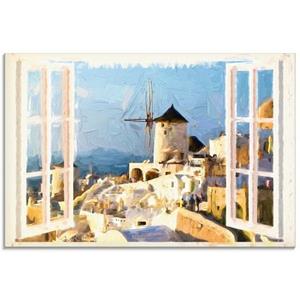 Artland Glasbild "Blick durch das Fenster auf Santorin", Fensterblick, (1 St.)