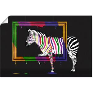 Artland Artprint De regenboog zebra als artprint van aluminium, artprint op linnen, muursticker of poster in verschillende maten