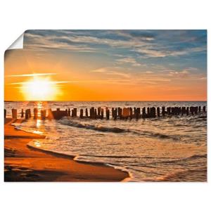 Artland Artprint Mooie zonsondergang aan het strand als artprint van aluminium, artprint op linnen, muursticker of poster in verschillende maten