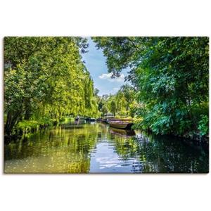 Artland Artprint Boottocht door de rivier in het Spreewald als artprint van aluminium, artprint op linnen, muursticker of poster in verschillende maten