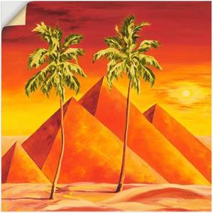 Artland Artprint Piramiden met palmen als artprint van aluminium, artprint op linnen, muursticker of poster in verschillende maten
