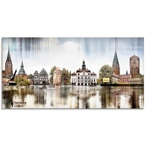 Artland Glasbild "Lüneburg Skyline Abstrakte Collage", Deutschland, (1 St.)