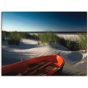 Artland Artprint Rode boot op het strand... als artprint op linnen, muursticker of poster in verschillende maten