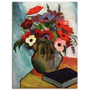 Artland Artprint Stilleven met anemonen en blauw boek als artprint op linnen, muursticker of poster in verschillende maten