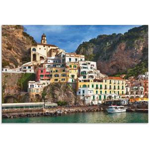 Artland Artprint Haven van Amalfi aan de Amalfikust als artprint van aluminium, artprint op linnen, muursticker of poster in verschillende maten