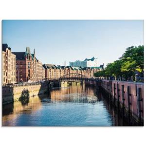 Artland Print op glas Hamburg Speicherstadt in verschillende maten