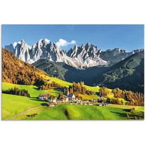 Artland Artprint Alpen bergen Santa Maddalena als artprint van aluminium, artprint op linnen, muursticker of poster in verschillende maten