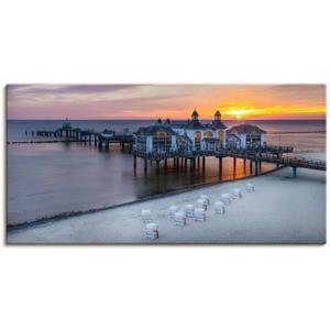 Artland Artprint RÜGEN-pier in Sellin zonsopgang als artprint van aluminium, artprint op linnen, muursticker of poster in verschillende maten