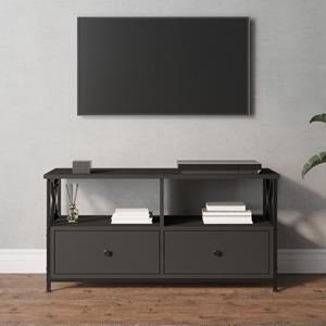 VidaXL Tv-meubel 90x33x45 cm bewerkt hout en ijzer zwart