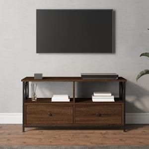 VidaXL Tv-meubel 90x33x45 cm bewerkt hout en ijzer bruineikenkleurig